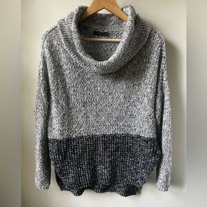 THML Cowl Neck‎ Sweater Oversized Baggy Colorblock Heather Gray Relaxed Comfy XS